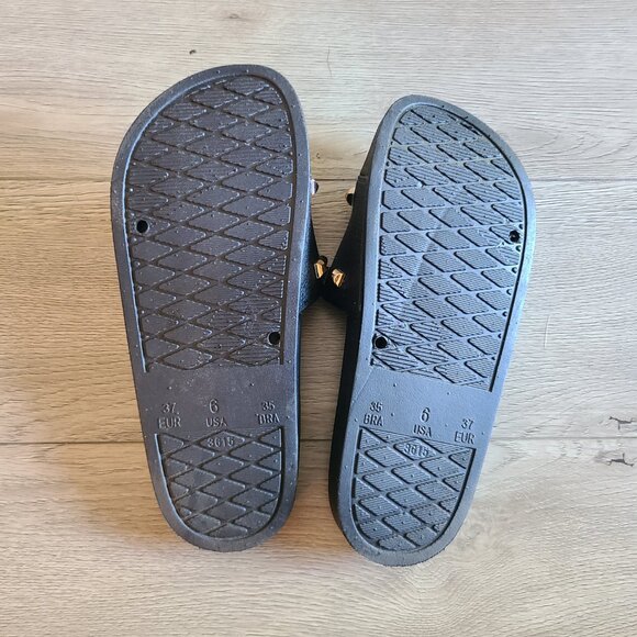 New Black with Gold Studded Sandal Slides - Picture 4 of 4